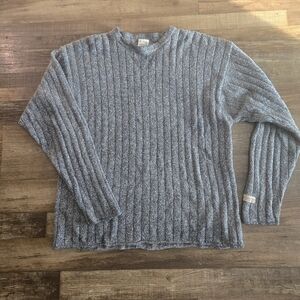 Vintage 90s Columbia Pullover Crew Neck Ribbed Knit Sweater Men's L Gray